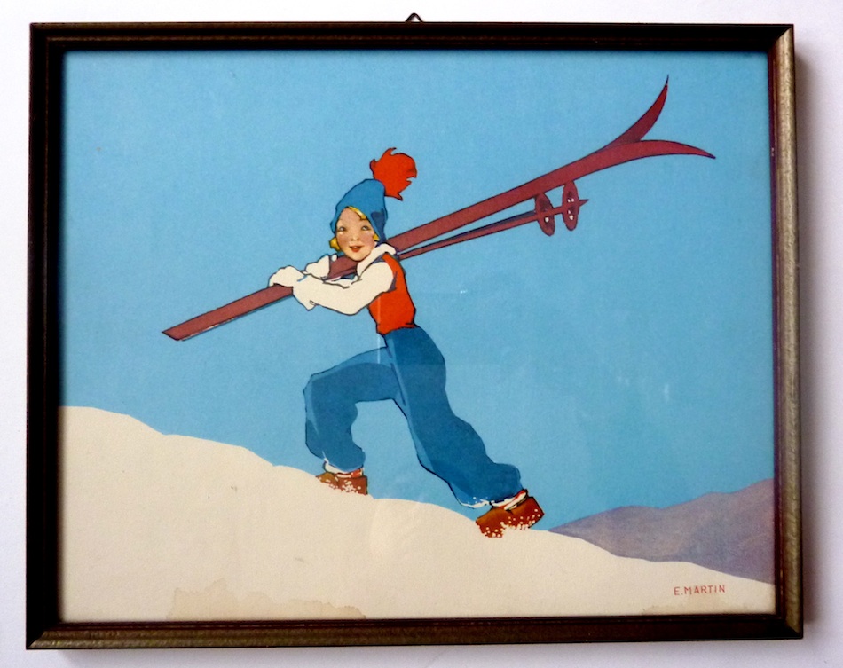 Vrolijke Ski-Dirne aus der Schweiz